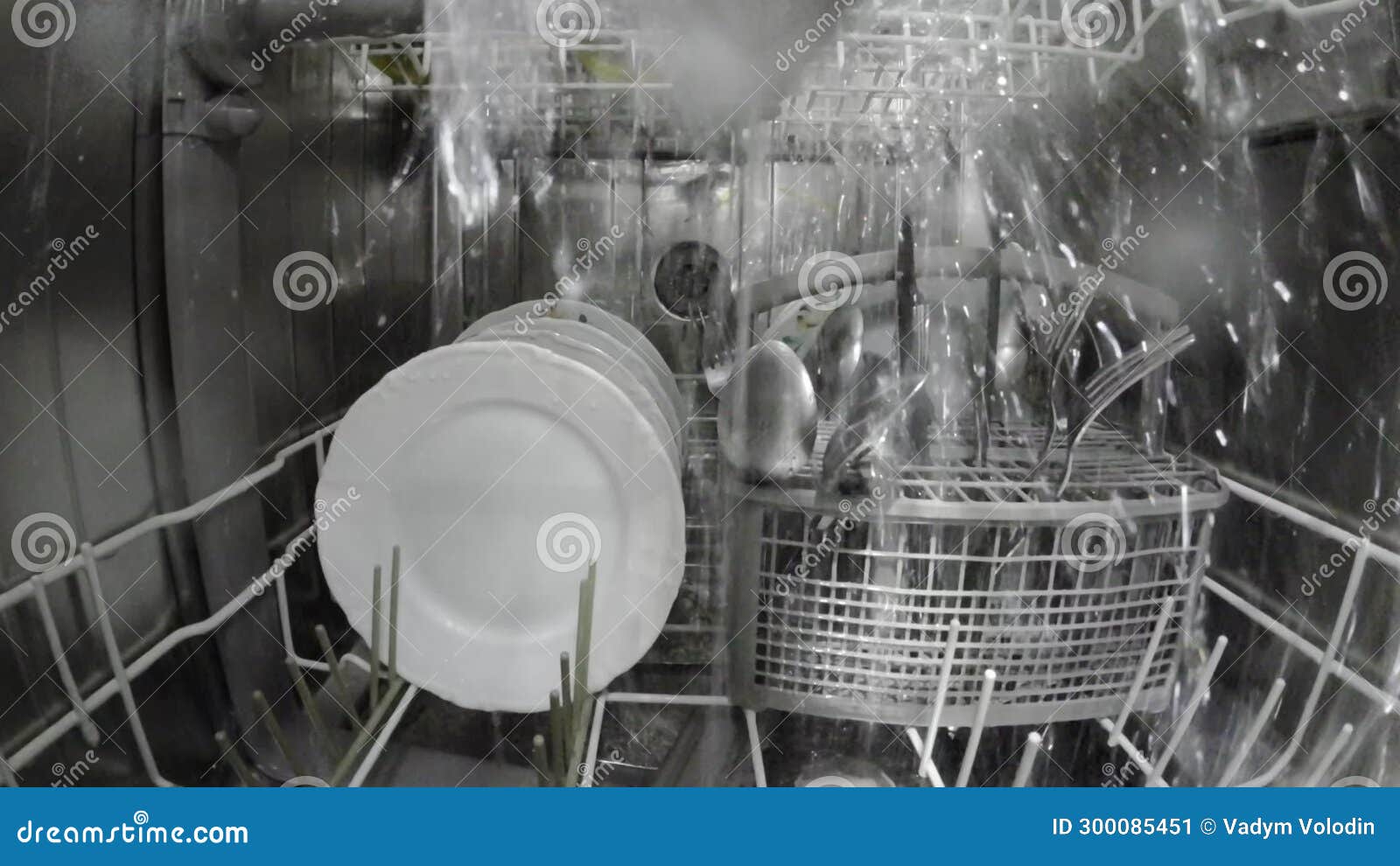 Dishwasher while Washing Dishes. Inside View Stock Video Video of