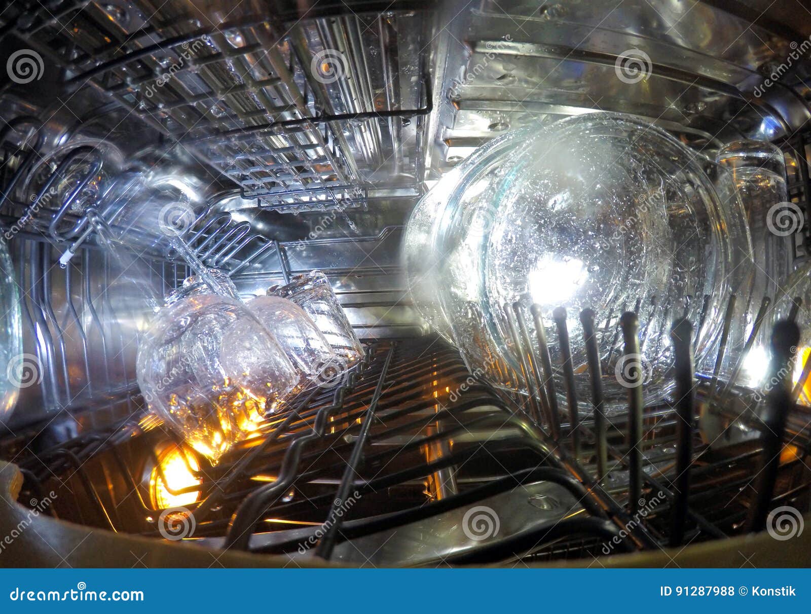 Dishwasher Washes the Glasswares Dishes Stock Photo Image of