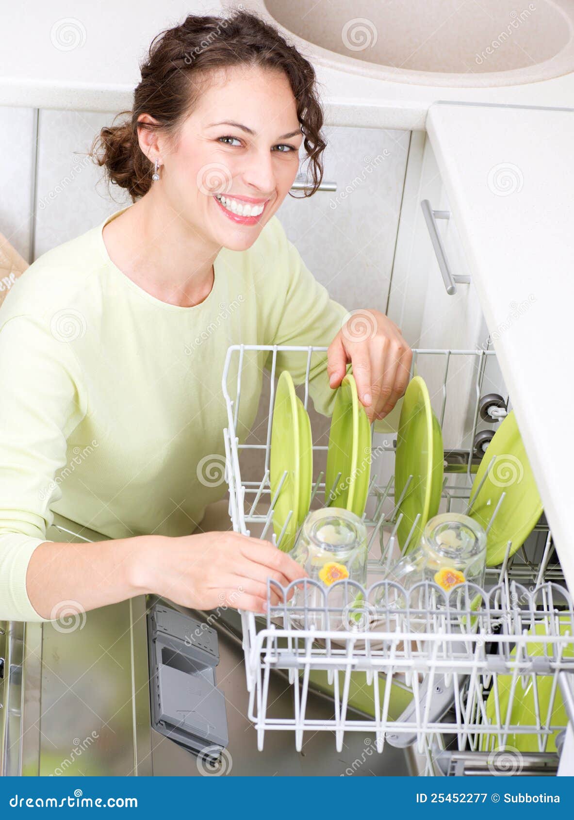 Dishwasher. Young Woman Doing Housework Stock Image Image of
