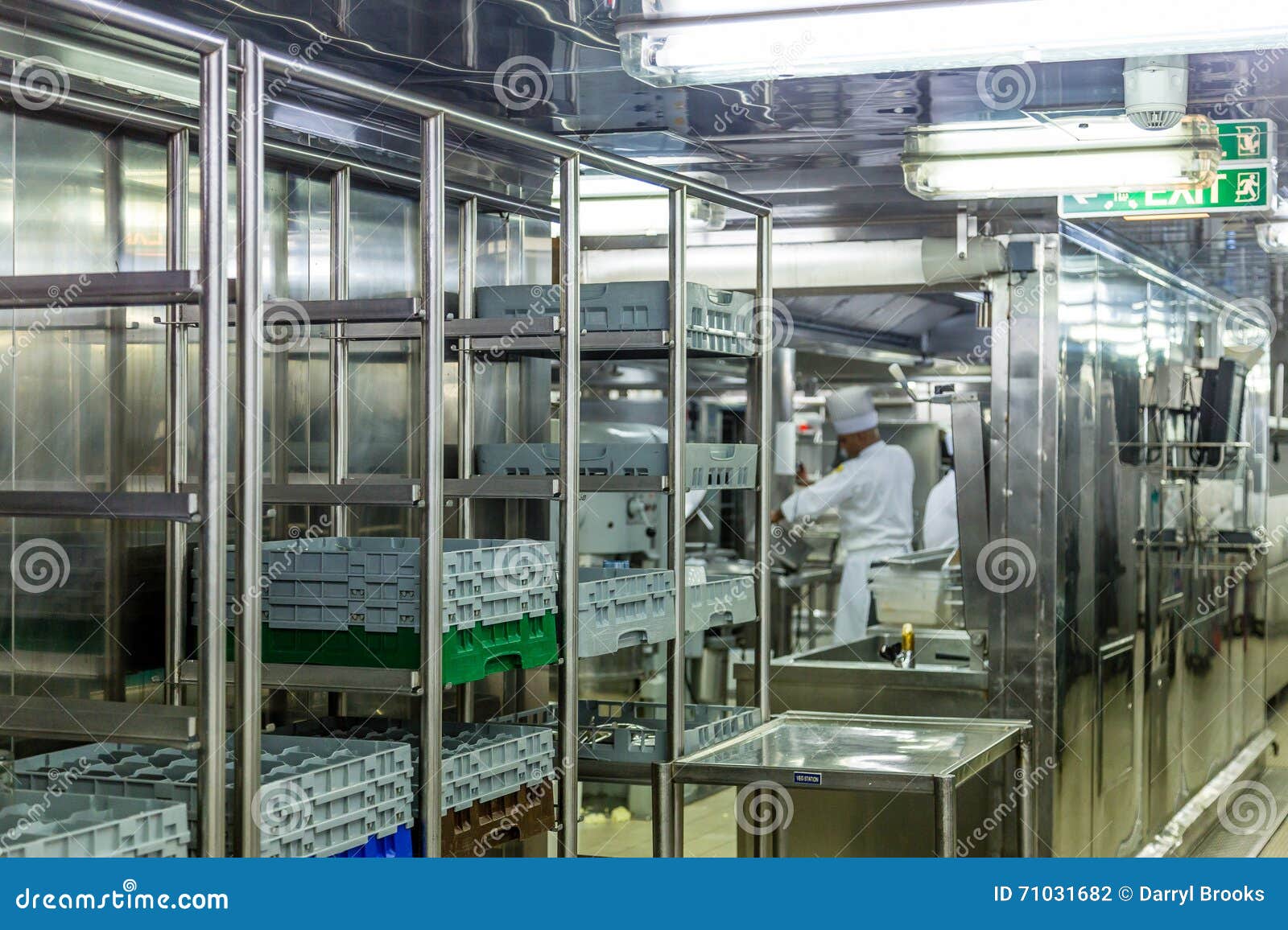 Dishwashing Area with Chef in Background Stock Photo Image of oven