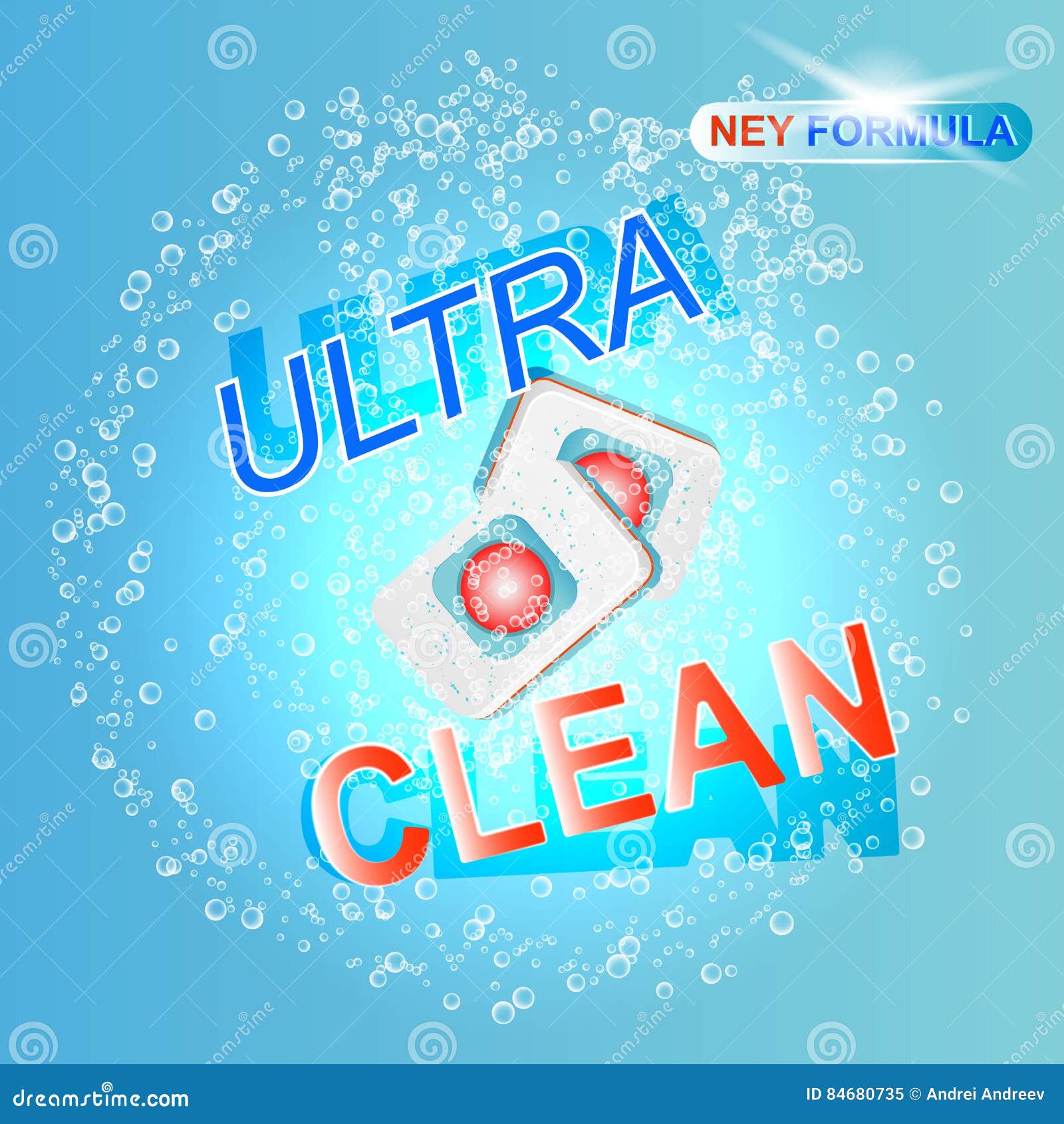 The Dishwashing Soap in the Dishwasher Tablets. Stock Vector