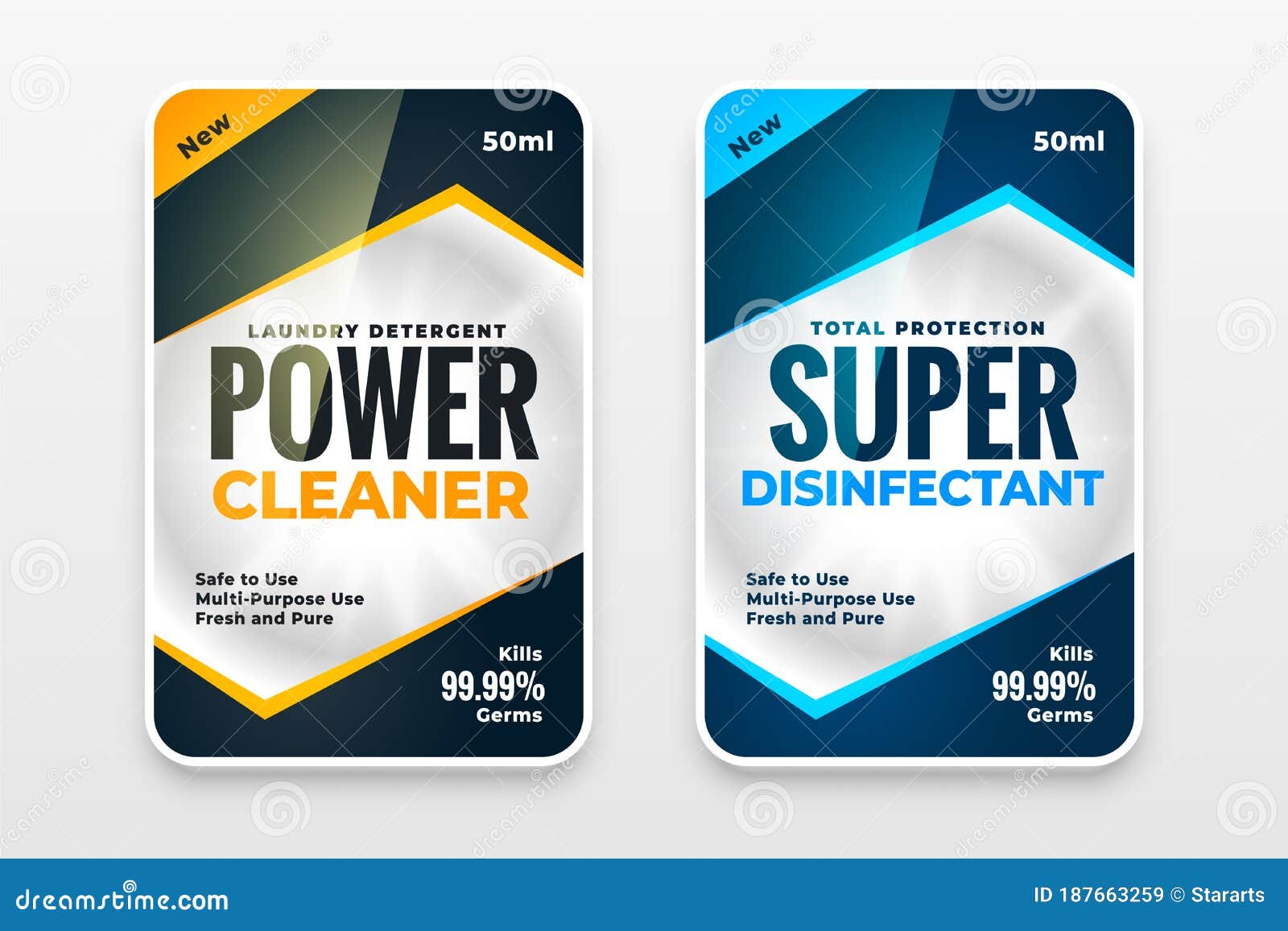 Disinfectant Cleaner Washer Labels Template Design Set Stock Vector Illustration of label