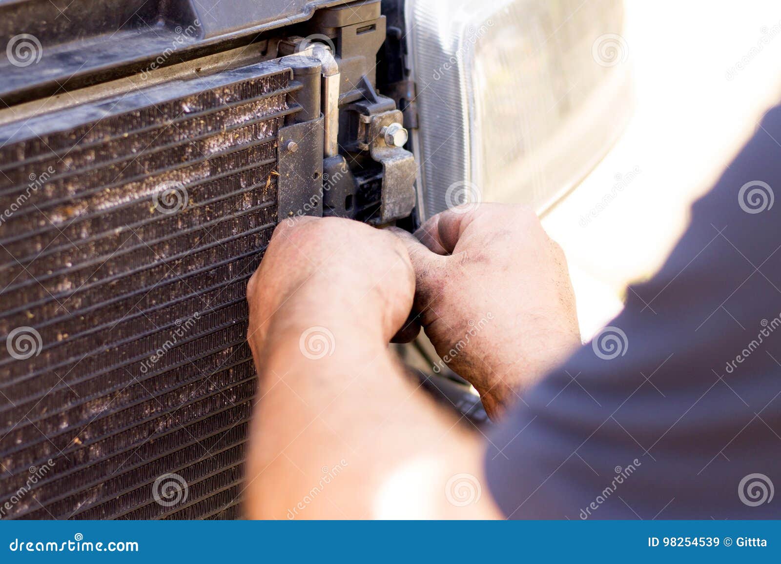 Dismantling Broken Car Radiator Stock Image Image of problems, repair