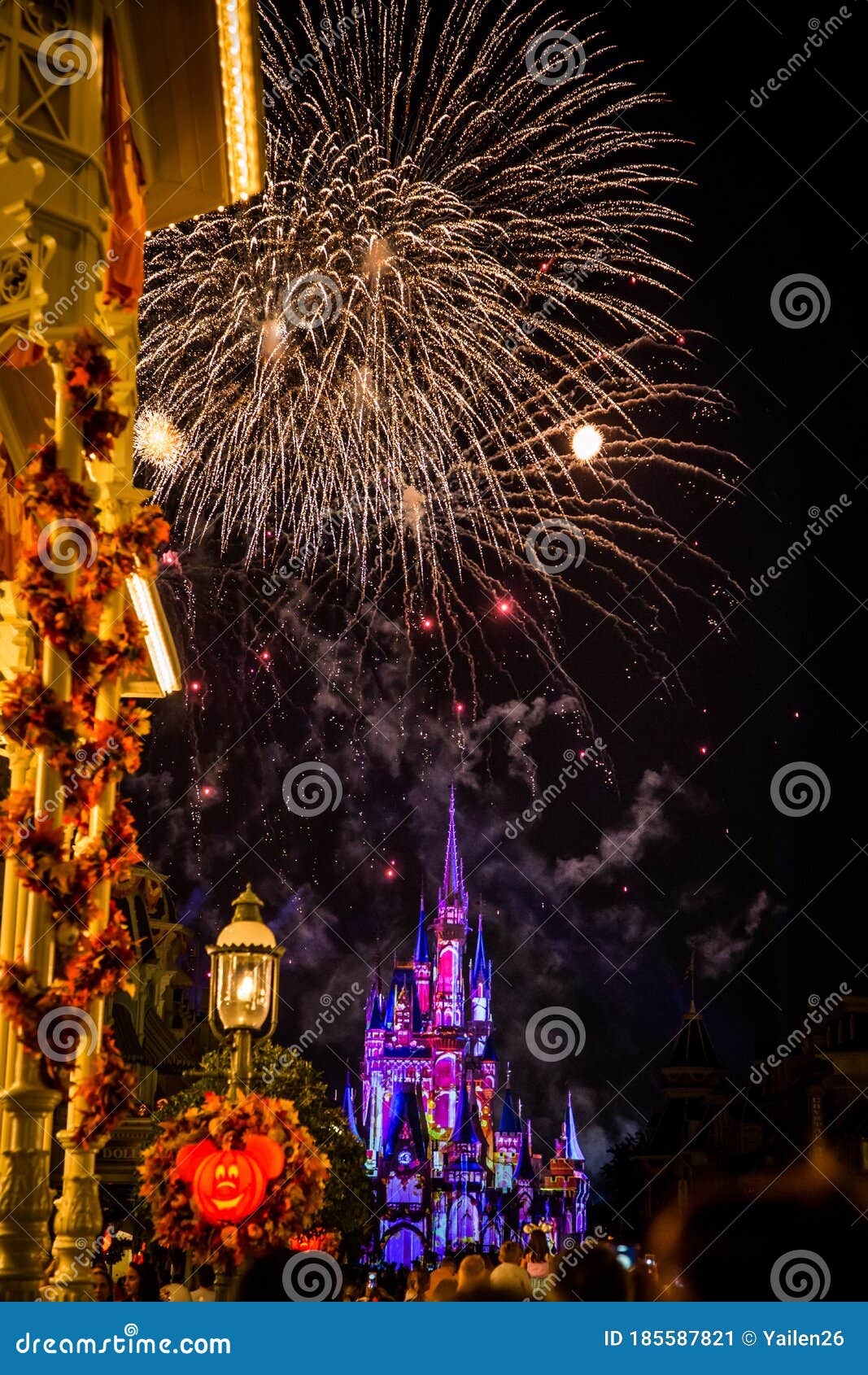 Download Disney Cinderella Castle Fireworks And Lights Editorial ...