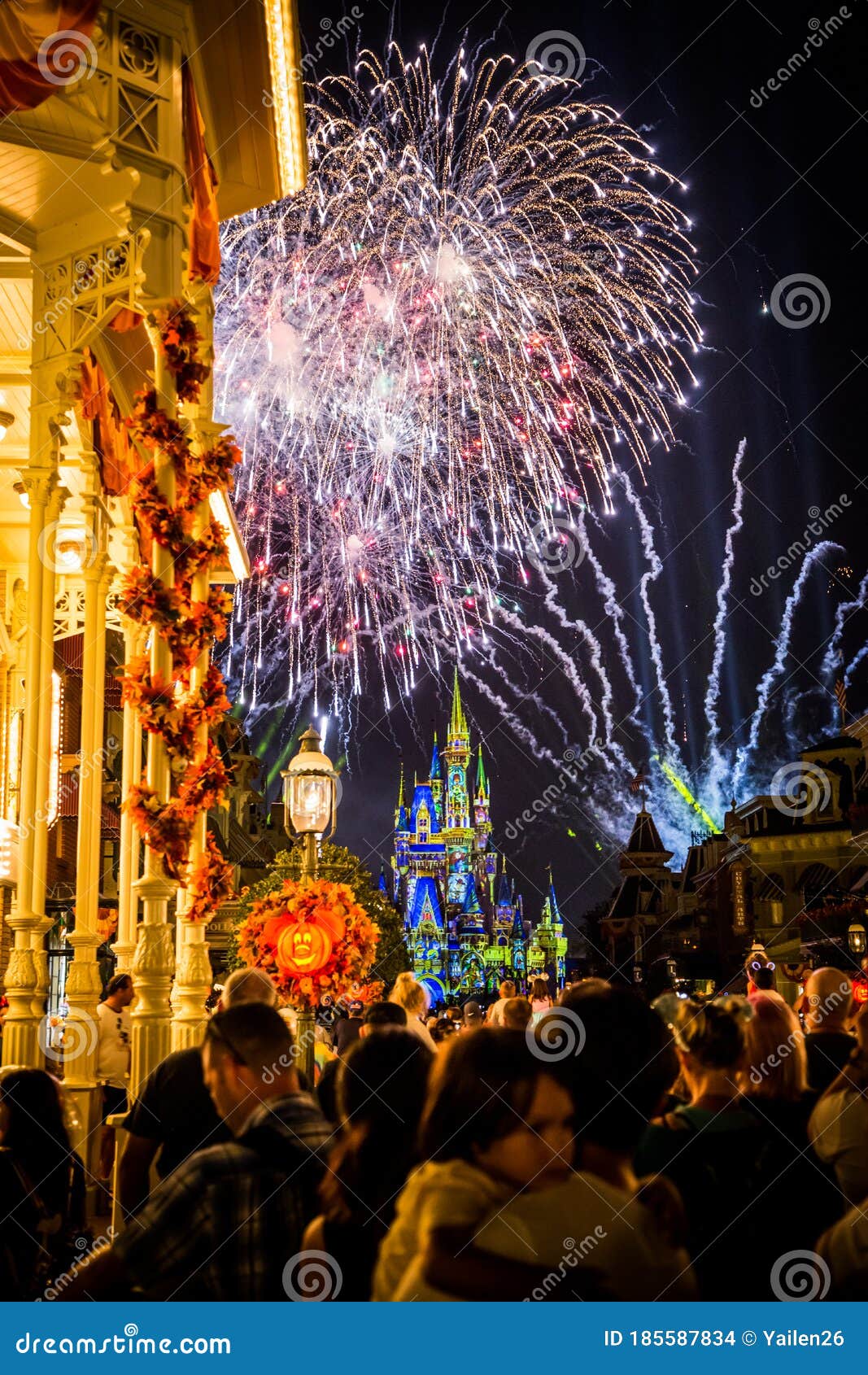 Download Disney Cinderella Castle Fireworks And Lights Editorial ...