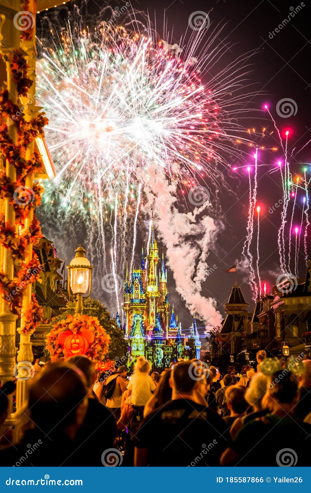Download Disney Cinderella Castle Fireworks And Lights Editorial ...