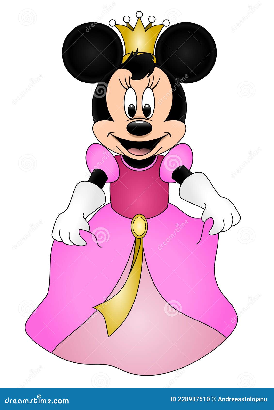 Disney Vector Illustration of Minnie Mouse Princess Isolated on