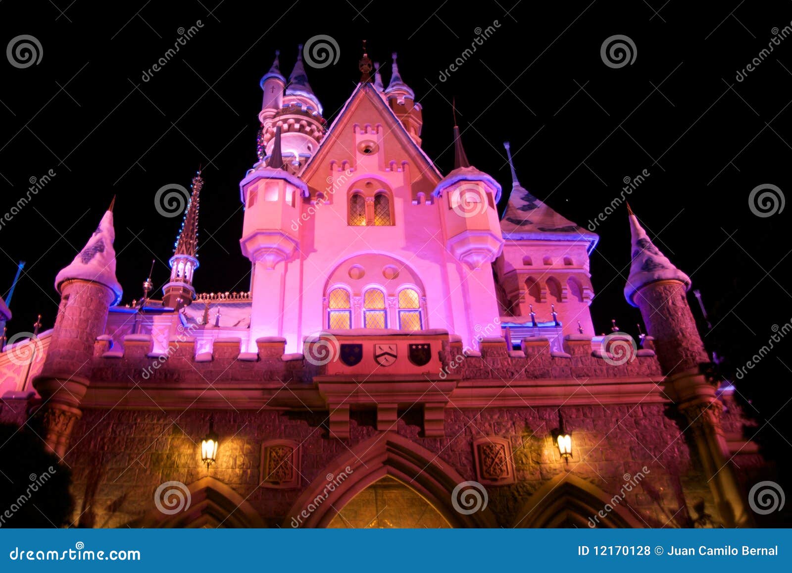 Disneyland Castle with Christmas Decoration Editorial Stock Photo