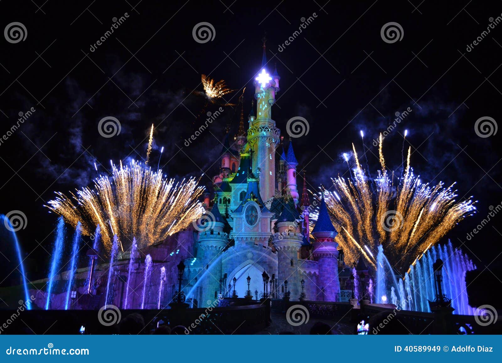 Disneyland Paris Night Fireworks Show Editorial Stock Image