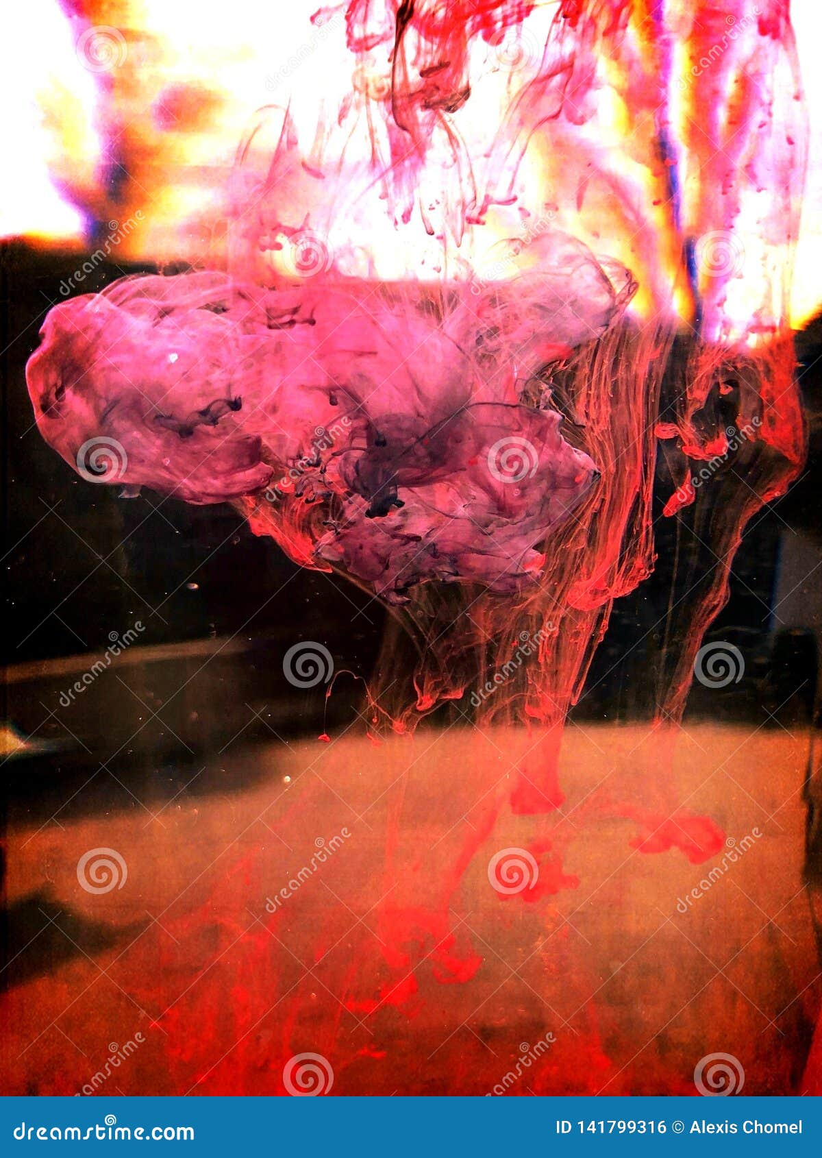 Dispersion of Colored Ink Drops in Water Stock Photo Image of liquids