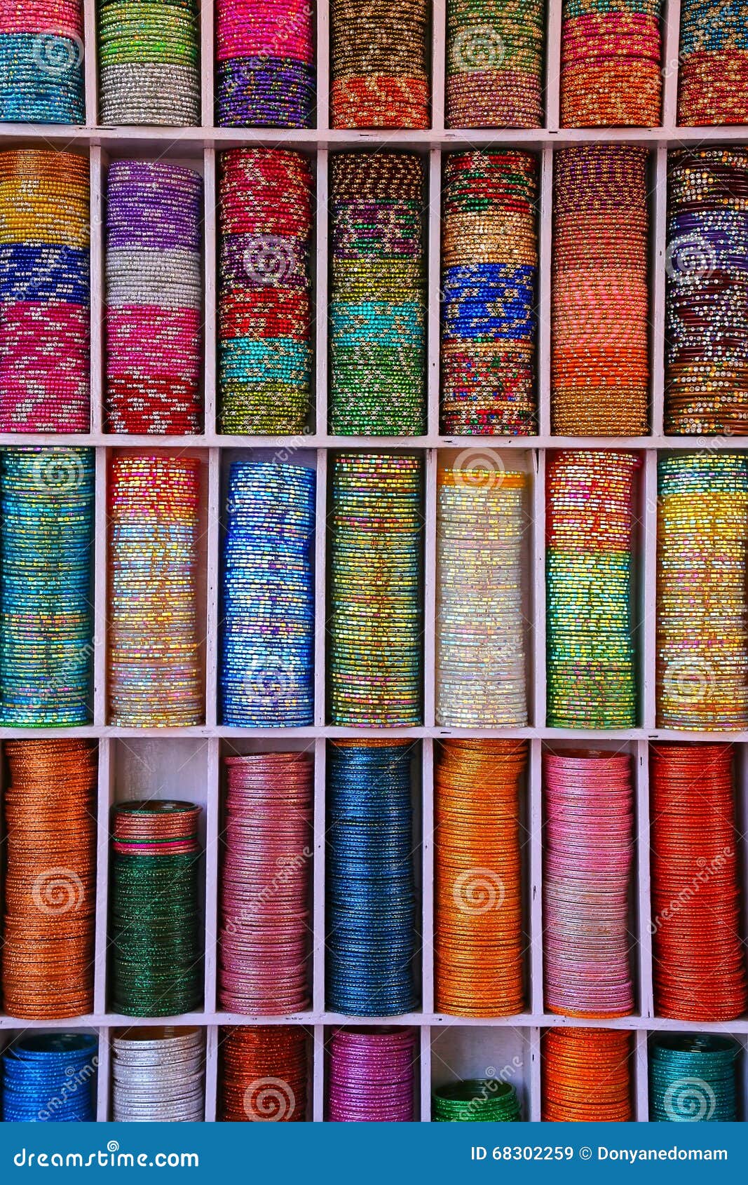 High-angle vertical shot of an organized display of colorful pink