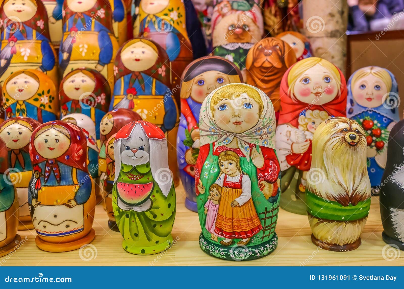Colorful Traditional Russian Matryoshka Nesting Dolls In A - 