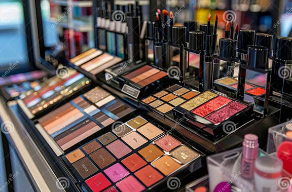 Display of Cosmetics and Makeup Products in a Store Stock Photo - Image ...