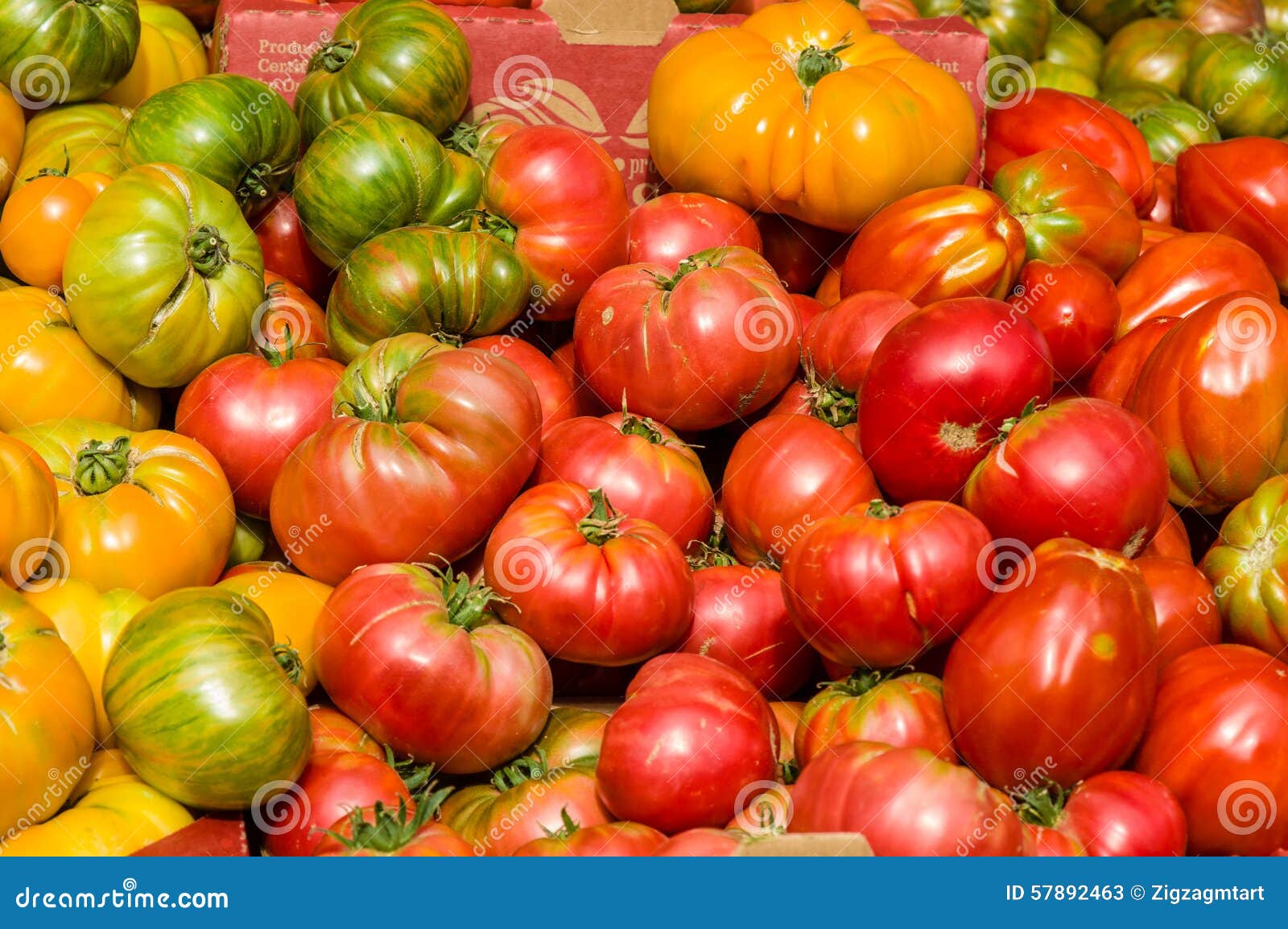 Display of Heirloom Tomatoes at the Market Stock Image Image of