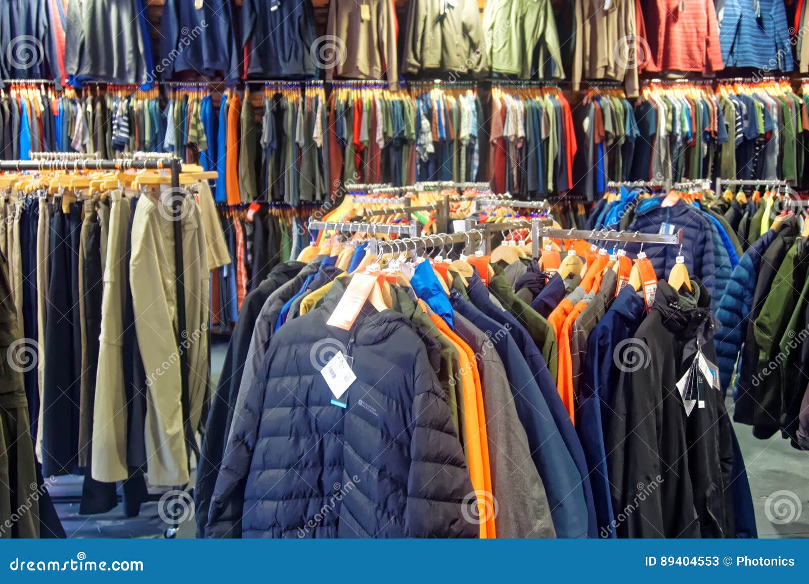 A Display of Men`s Outdoor Clothing. Editorial Stock Photo - Image of ...