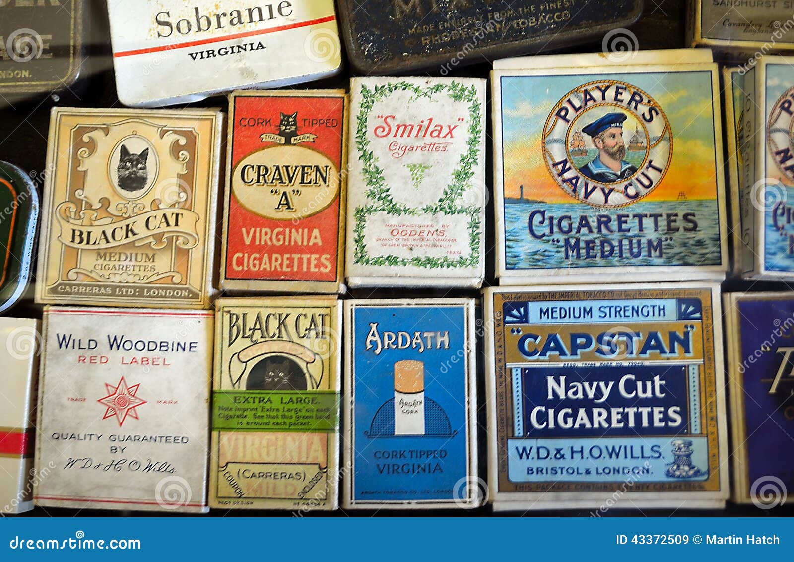 Display Of Old Cigarette Packets Editorial Stock Image - Image: 43372509