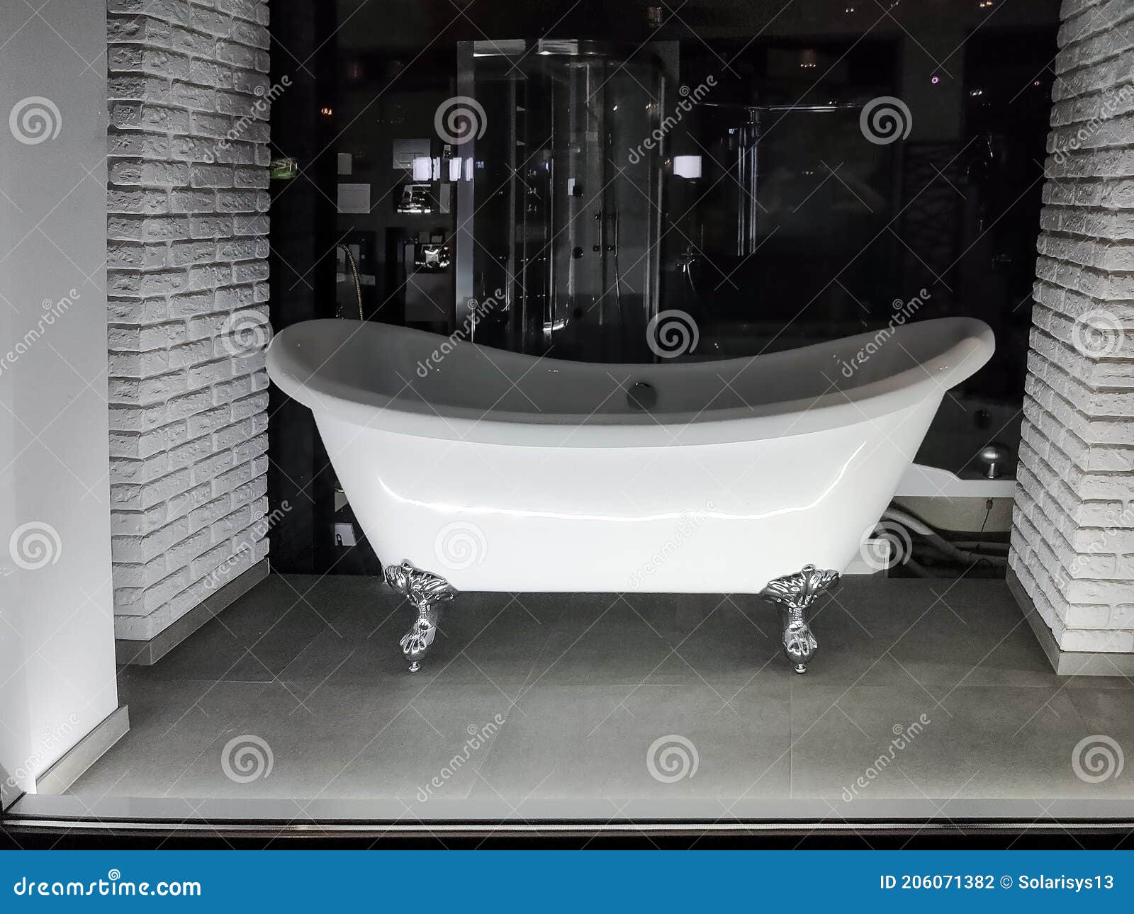 Display with at Oval Bath in Bathroom Store Stock Photo Image of