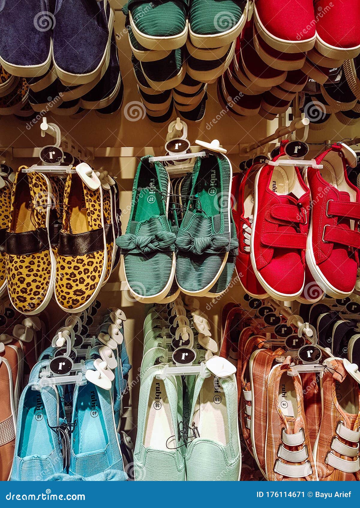 A Display Rack Full of Shoes in Colorful Ruby Shoe Stores. Stock Image ...