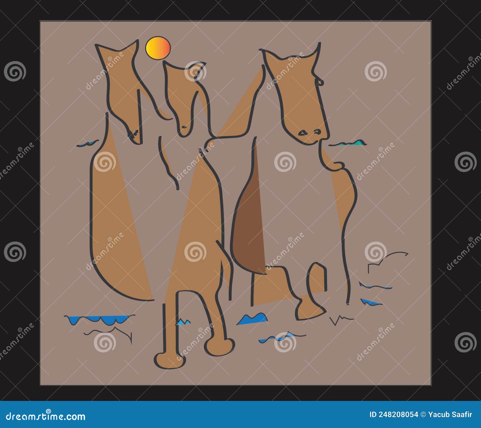 This Display Shows Three Houses in Motion. Stock Illustration