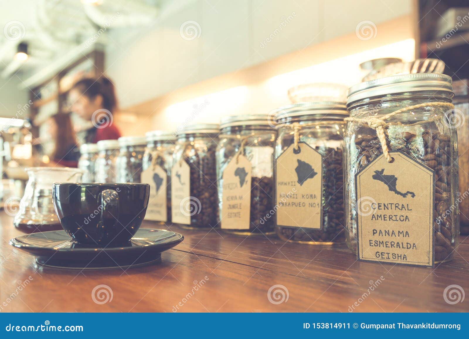 Varieties of Specialty Coffee Beans from Many Countries in Glass Mason