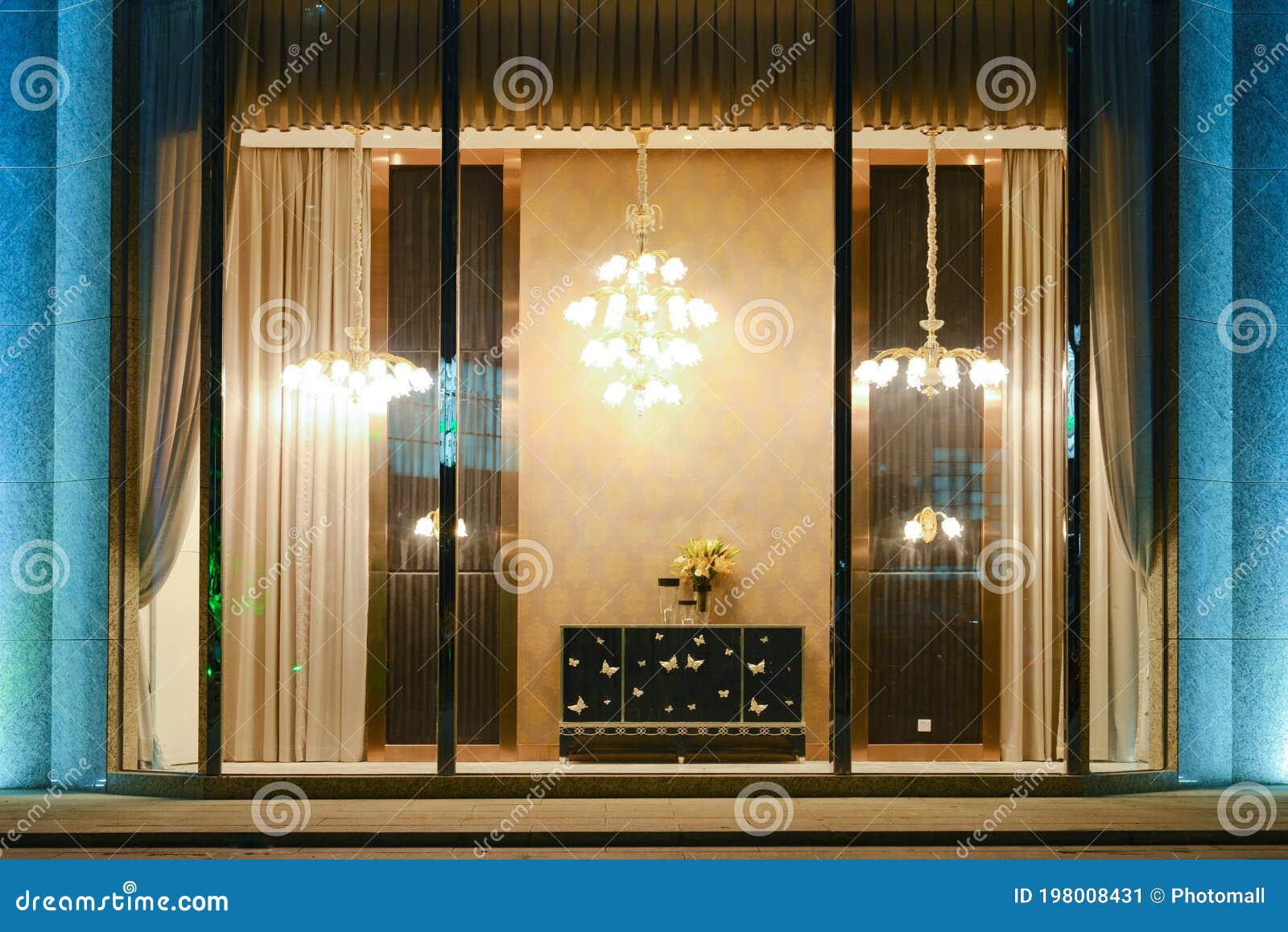 Illuminated Shopwindow In Retro Building Royalty-Free Stock Image ...