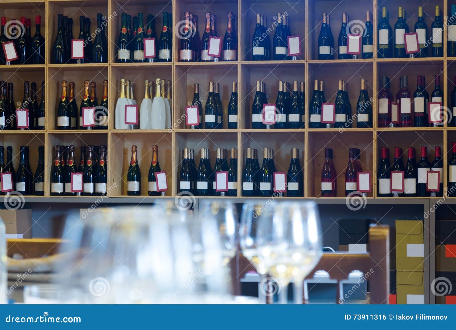 Display with Wine Bottles in Store Stock Photo Image of groceries
