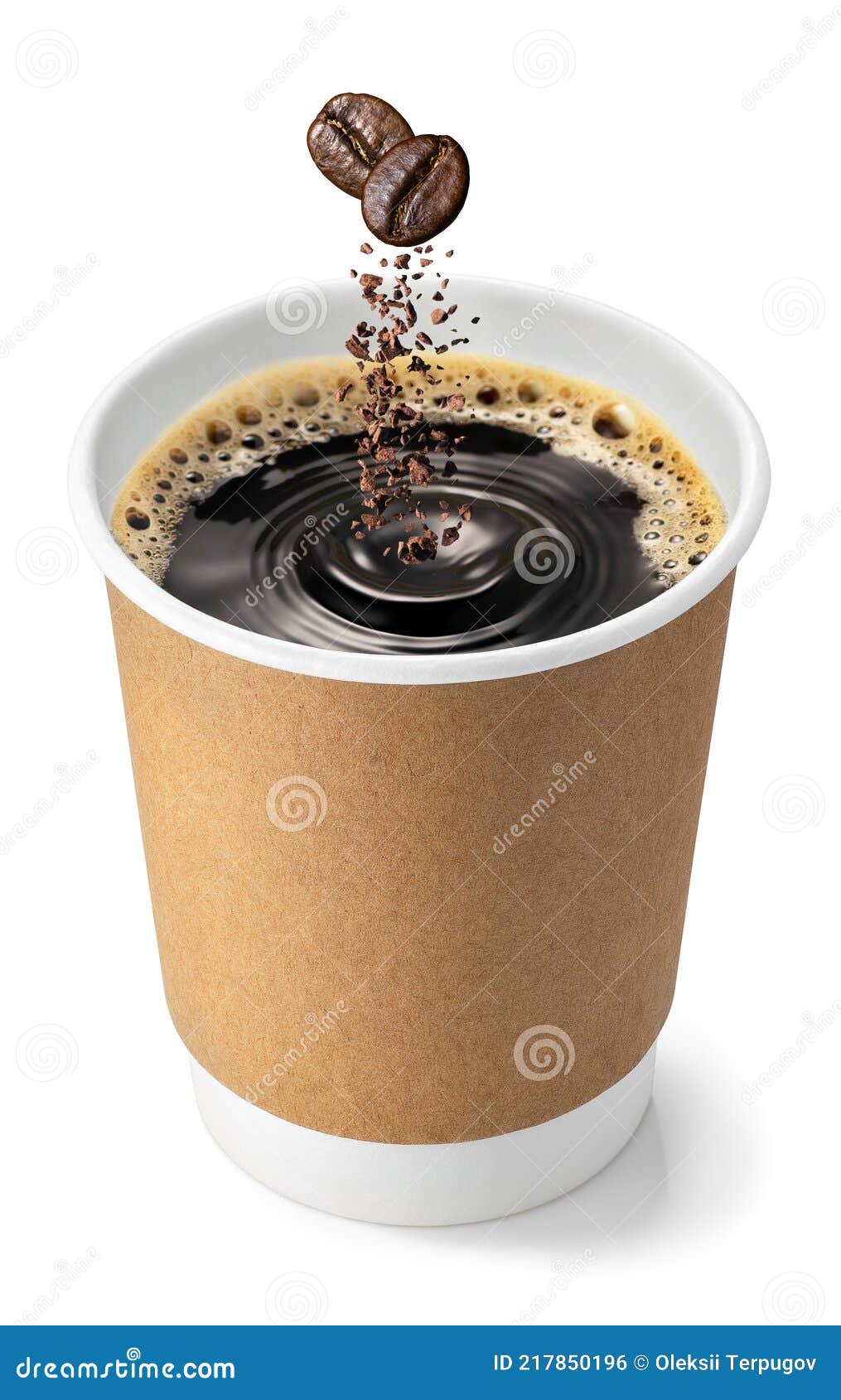 Disposable cup with coffee stock photo. Image of single 217850196