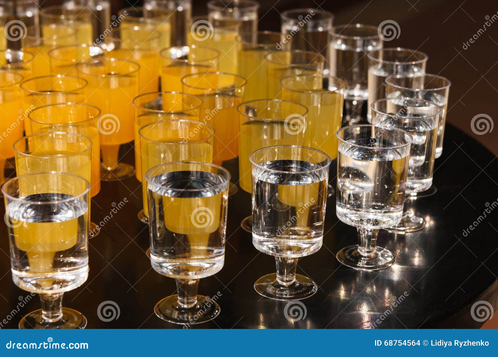 Disposable Glasses with Drinks Stock Photo Image of party, service