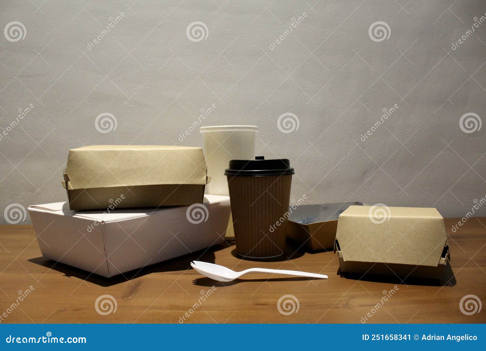 Disposable Paper Food Packaging and Plastic Cutlery Stock Image Image