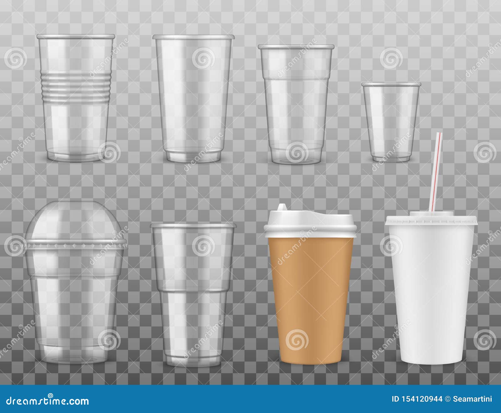 Empty transparent plastic disposable cups Vector Image