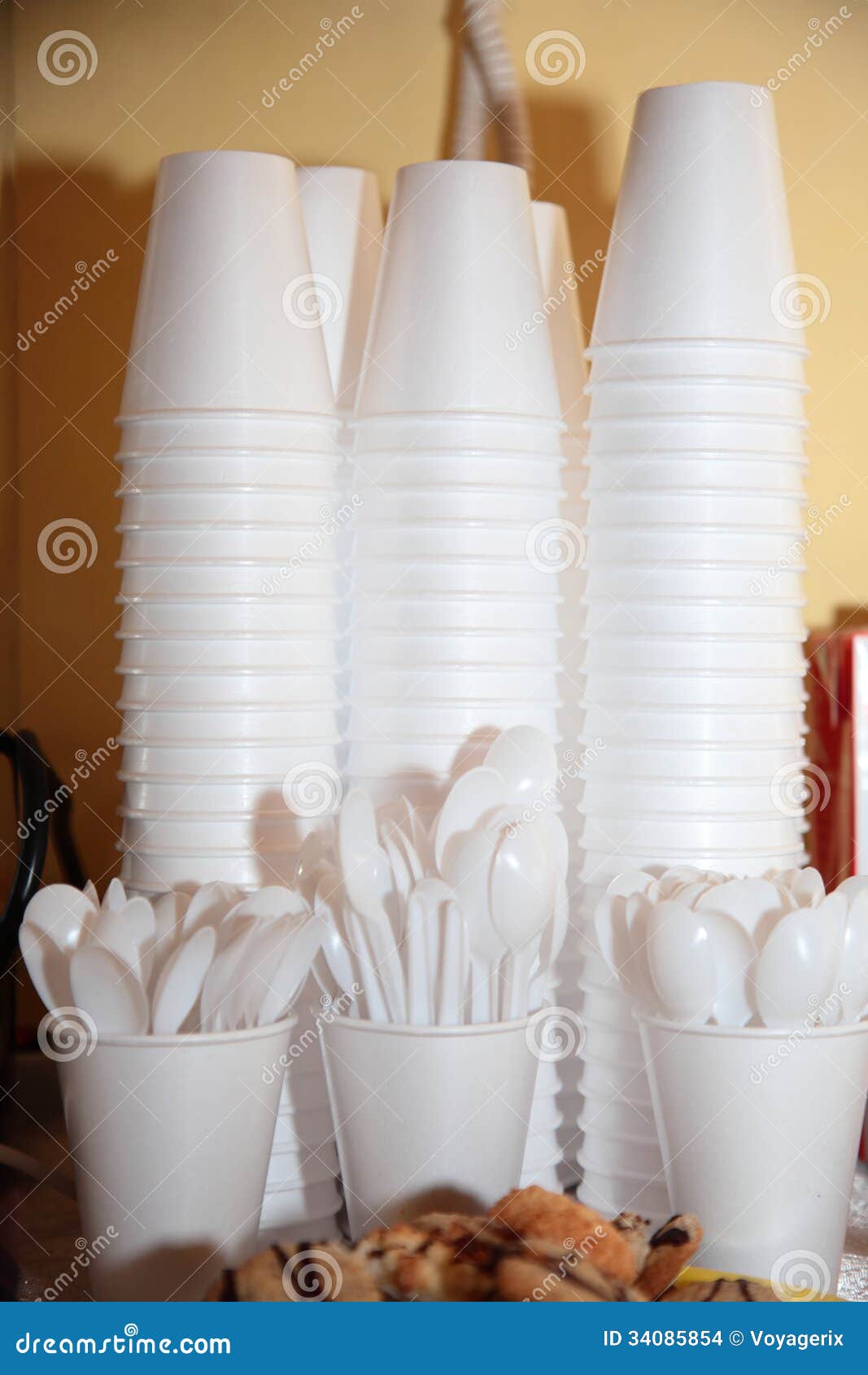 Disposable Plastic Utensils Cups and Spoons Stock Photo Image of