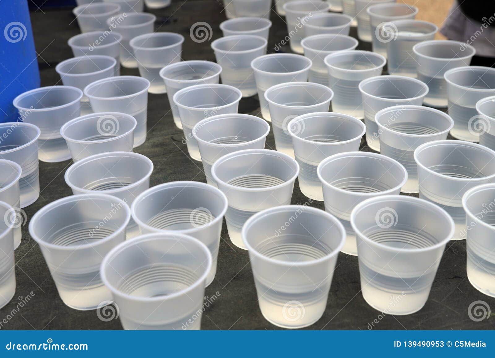 Disposable Plastic Water Cups on Table Stock Image Image of exercise