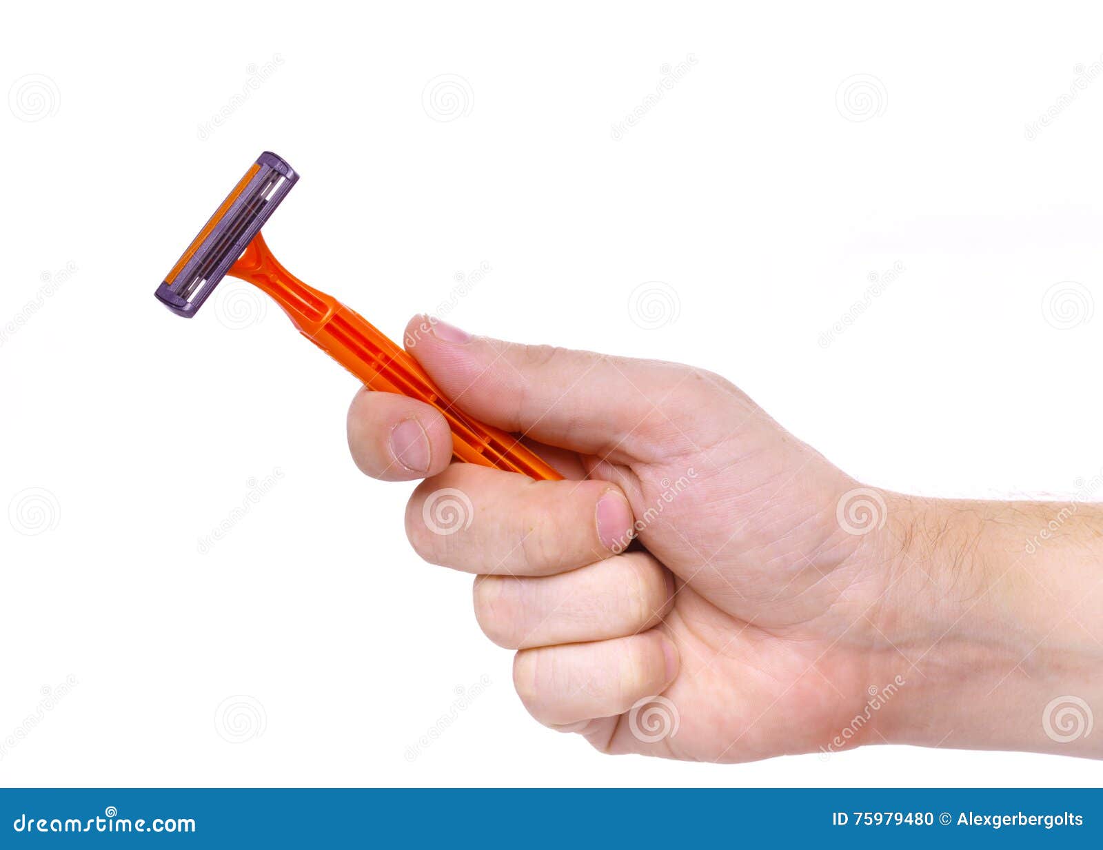 Disposable Razor Orange Color in a Human Hand Isolated on White Stock Photo Image of shaver