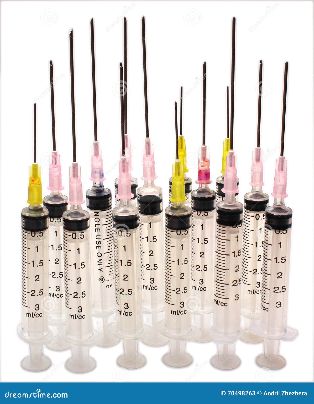 Disposable Syringes And Needles Isolated On White Background Stock