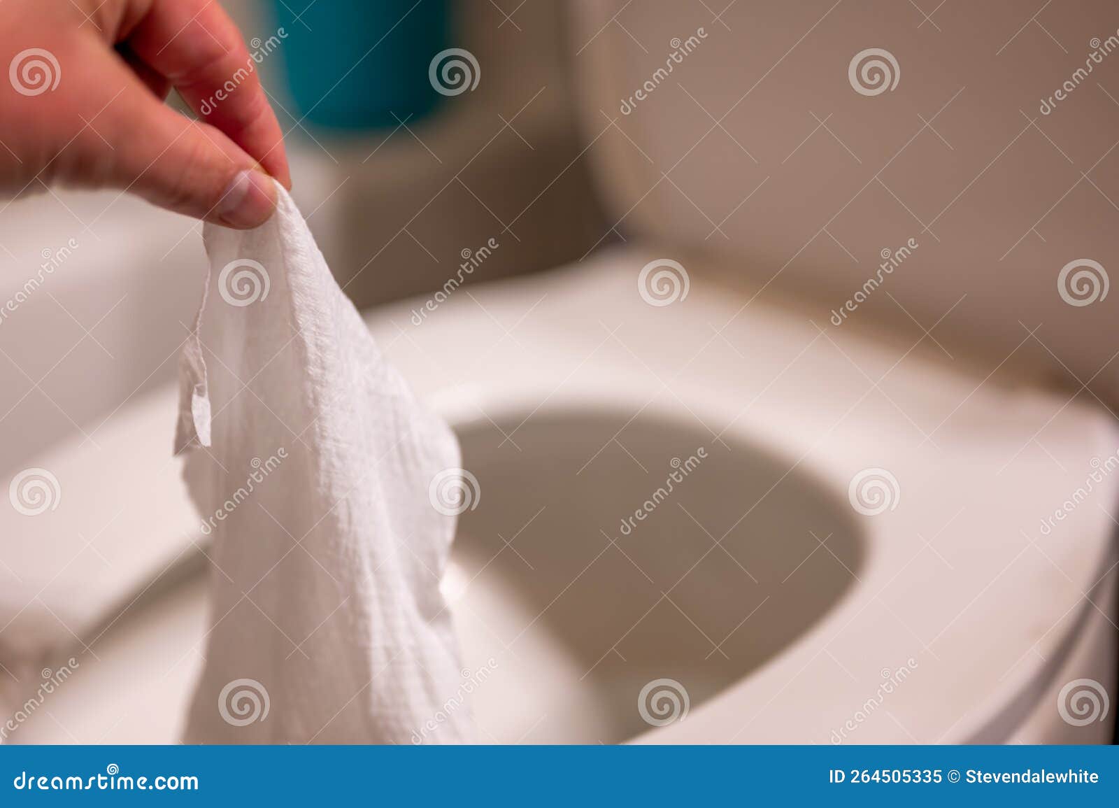 Disposable Wipes Being Flushed Down a Toilet Where they Can Cause