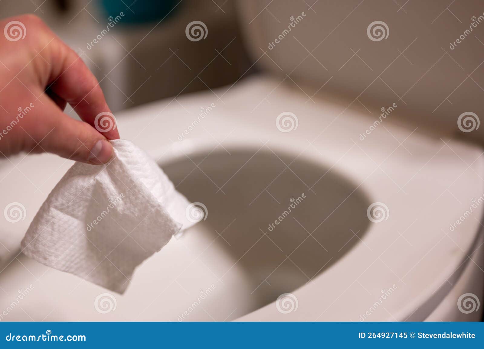 Disposable Wipes Being Flushed Down a Toilet Where they Can Cause