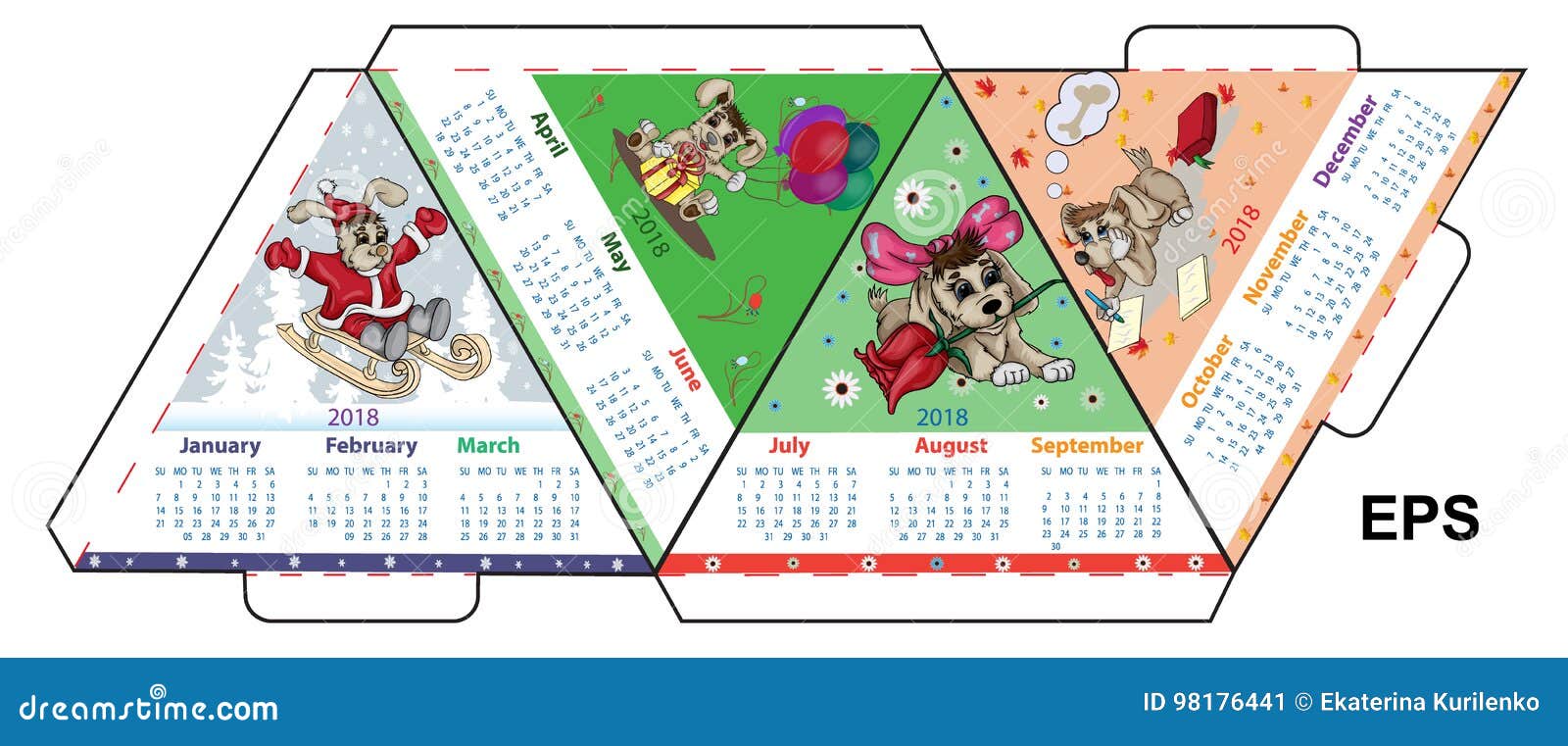 Estación Elucidación cargando Disposición Del Calendario A4 Para 2018 Del Perro De La Tierra Ilustración  del Vector - Ilustración de muchacho, impreso: 98176441