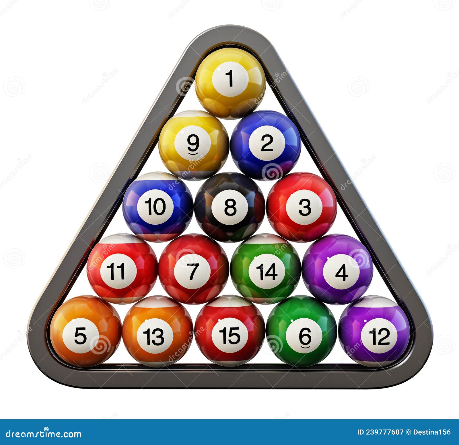 Cue De Billard Et Boules De Billard Dans Un Triangle Sur Une Table