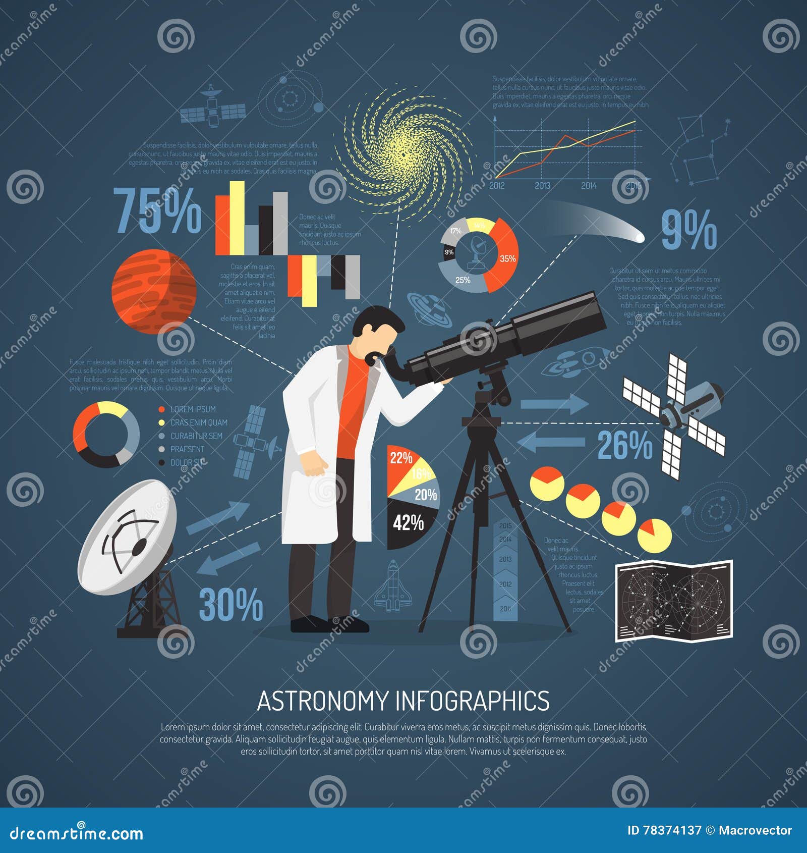 Disposition Plate D'Infographics D'astronomie Illustration de Vecteur Illustration du