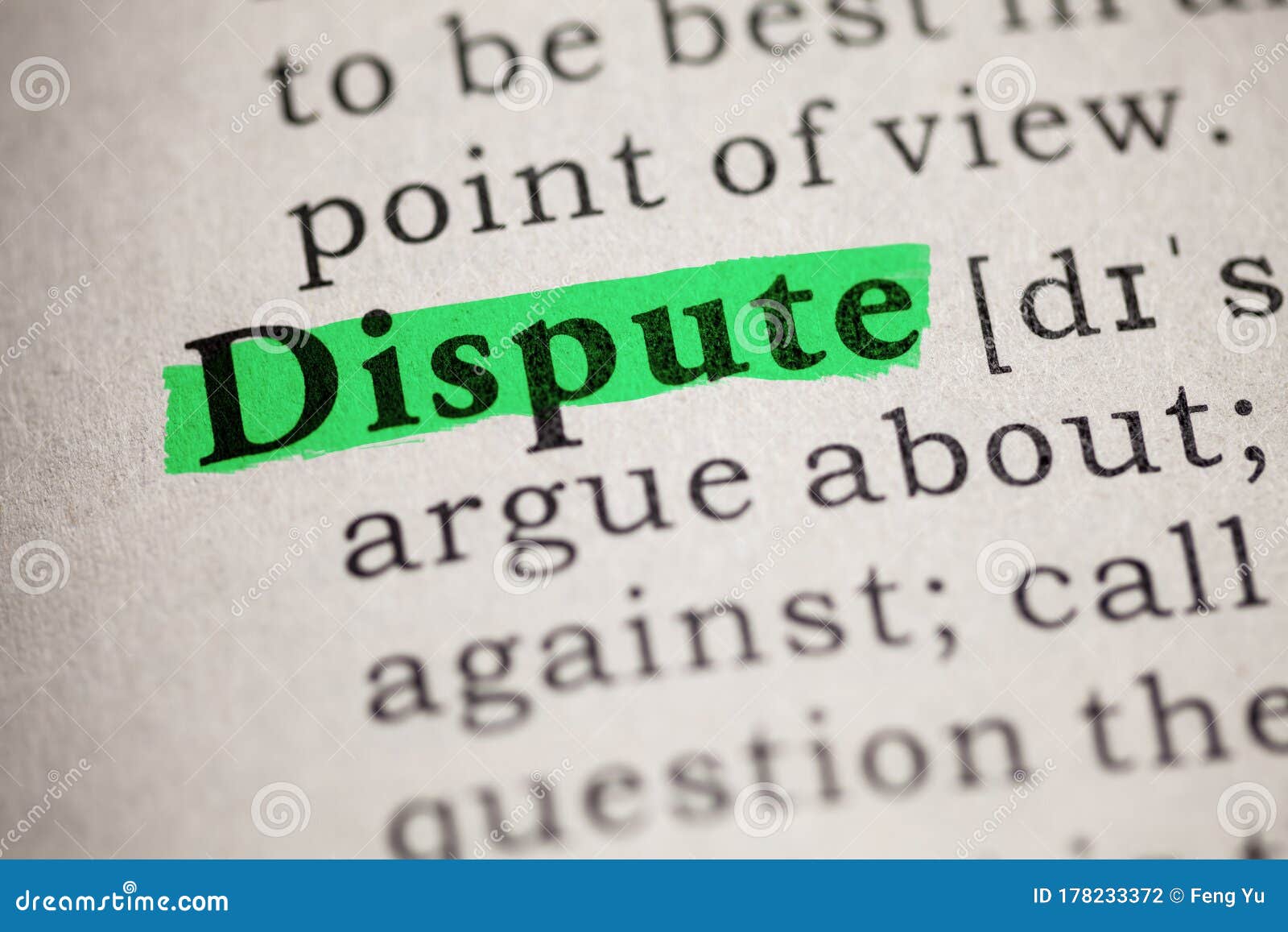 Definition of the Word Dispute Stock Photo Image of dispute, green