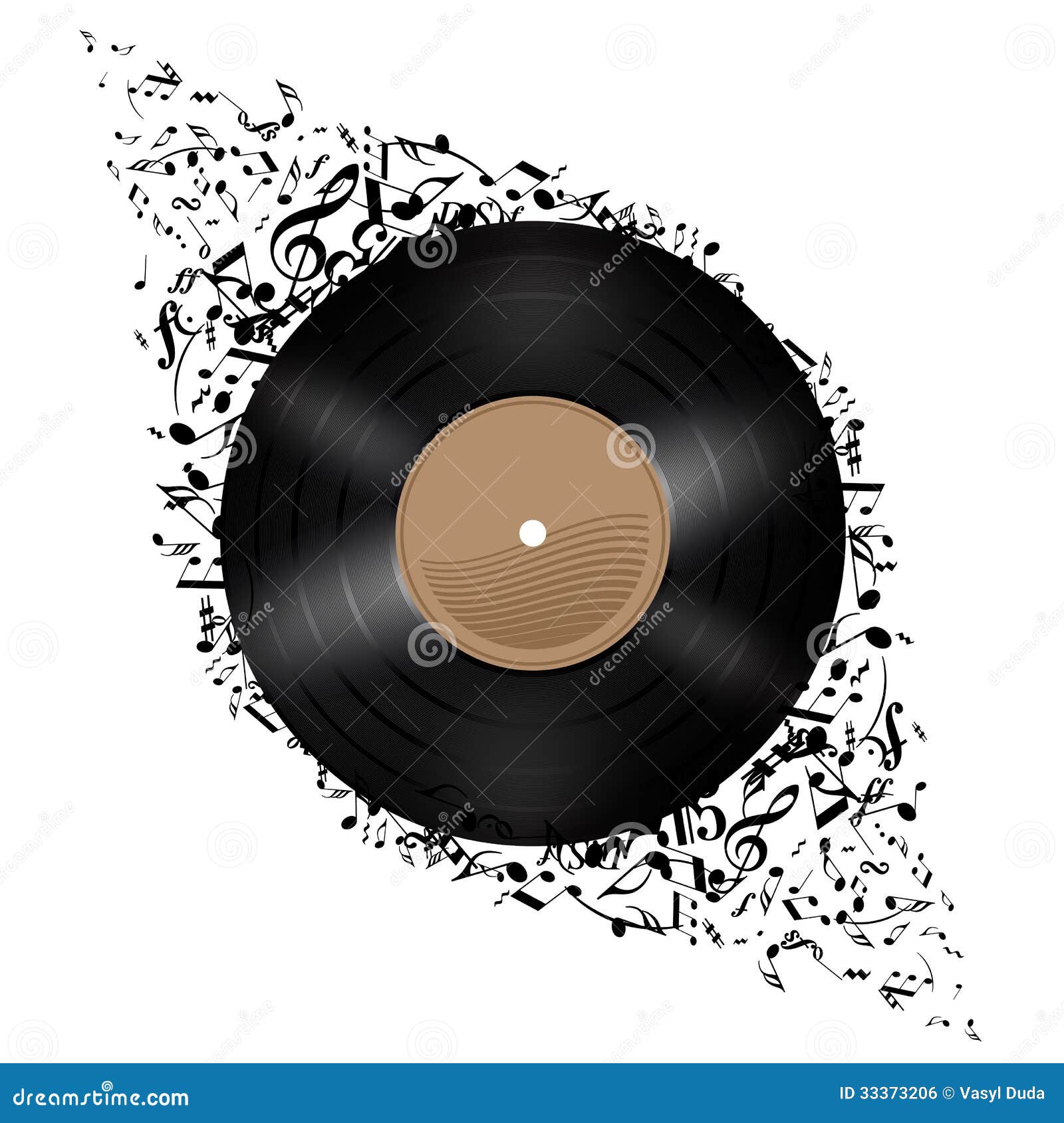 Disque De Vinyle Avec Des Notes De Musique. Image libre de droits