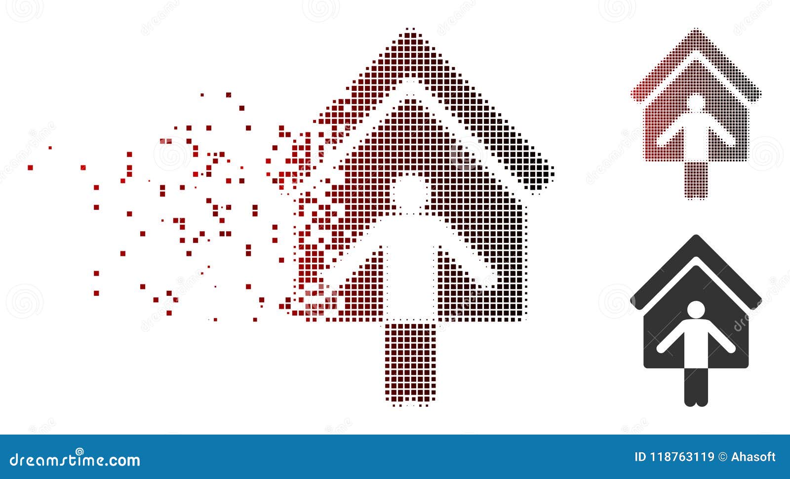 Dissolved Pixel Halftone House Owner Wellcome Icon Stock Vector