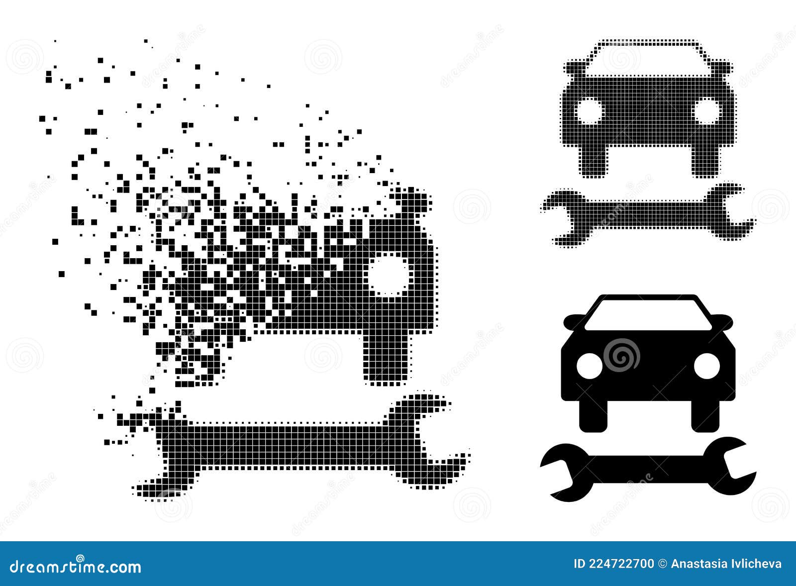Download Dissolving And Halftone Dot Car Repair Icon Stock Vector ...
