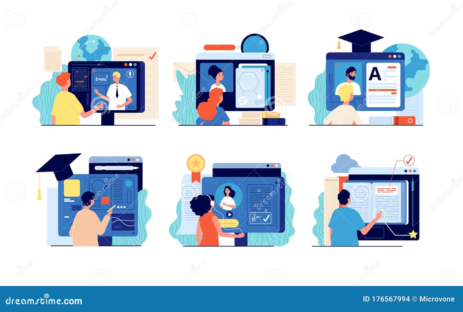 Distance School. Internet Education, Online Training and Course. Computer  Presentation, University Video Stock Vector - Illustration of group,  object: 176567994