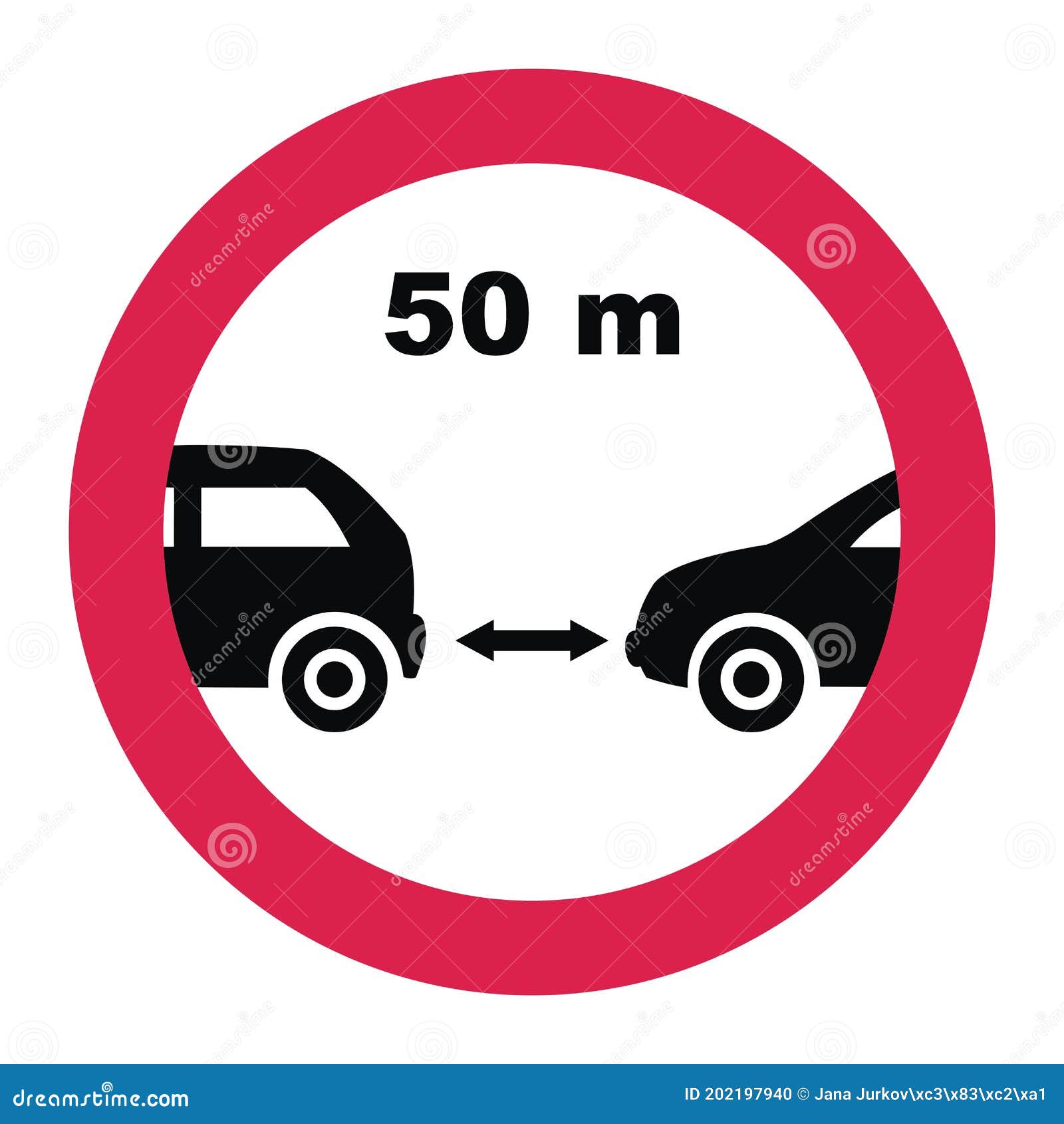 pedazo Peave variable Distancia Mínima Segura Entre Los Pasos De Señalización De Carretera De Los  Coches. Ilustración del Vector - Ilustración de motor, medida: 202197940
