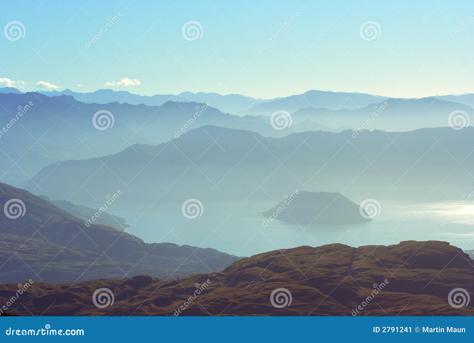 distant mountains and lake