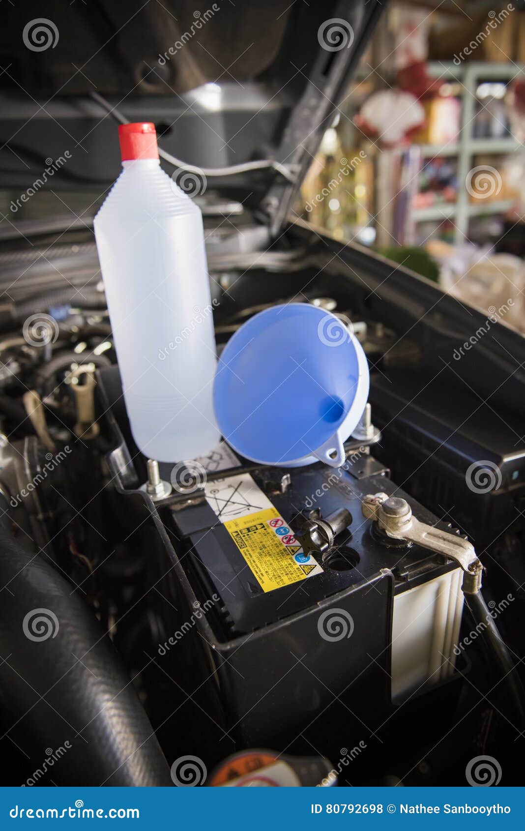 Distilled water battery stock photo. Image of worker 80792698