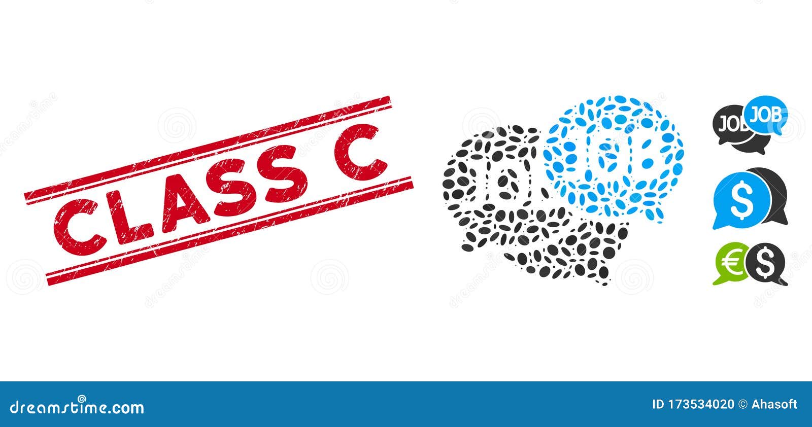 distress class c line seal and collage labor market icon