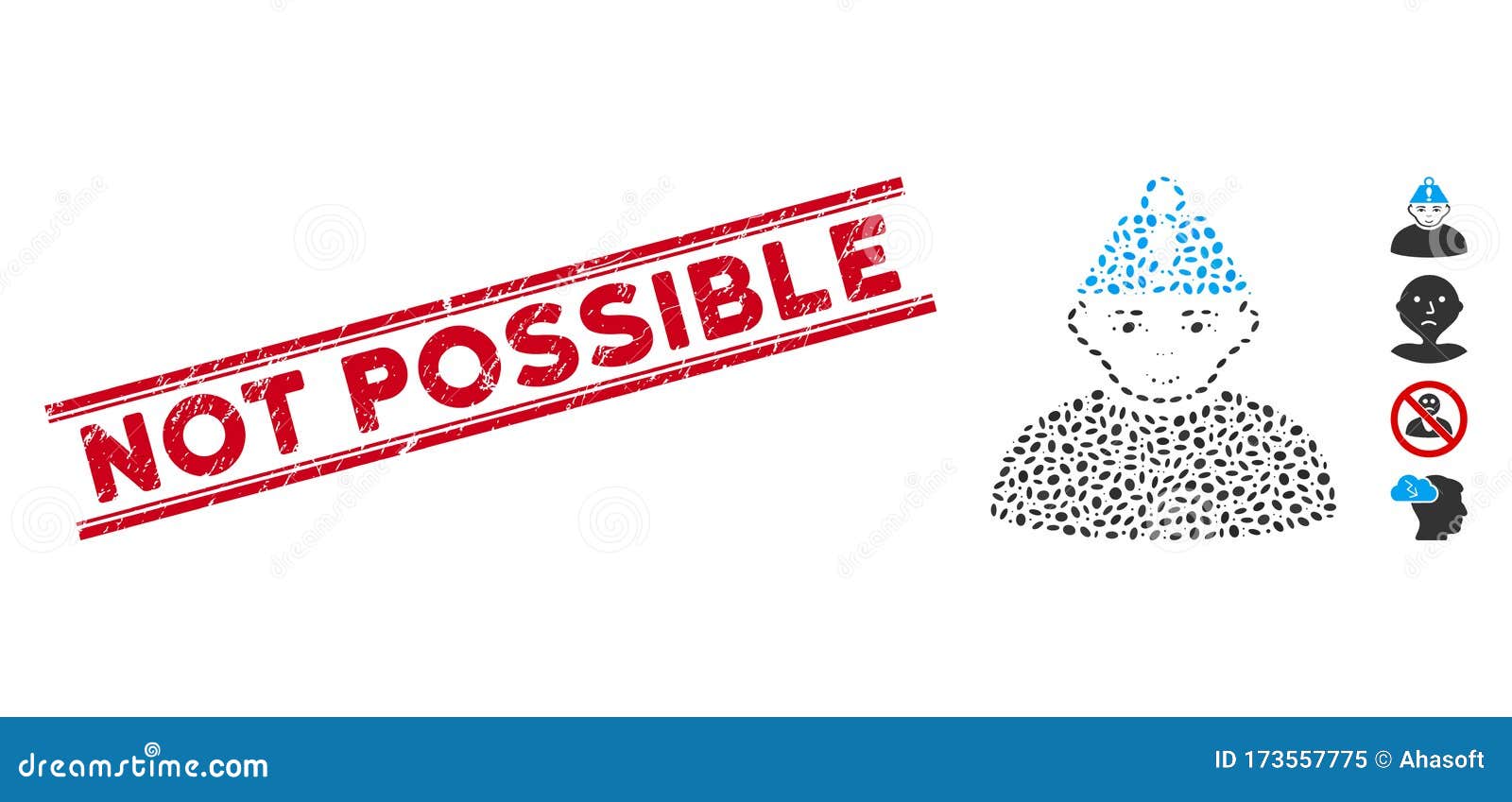 distress not possible line stamp and mosaic head stress icon