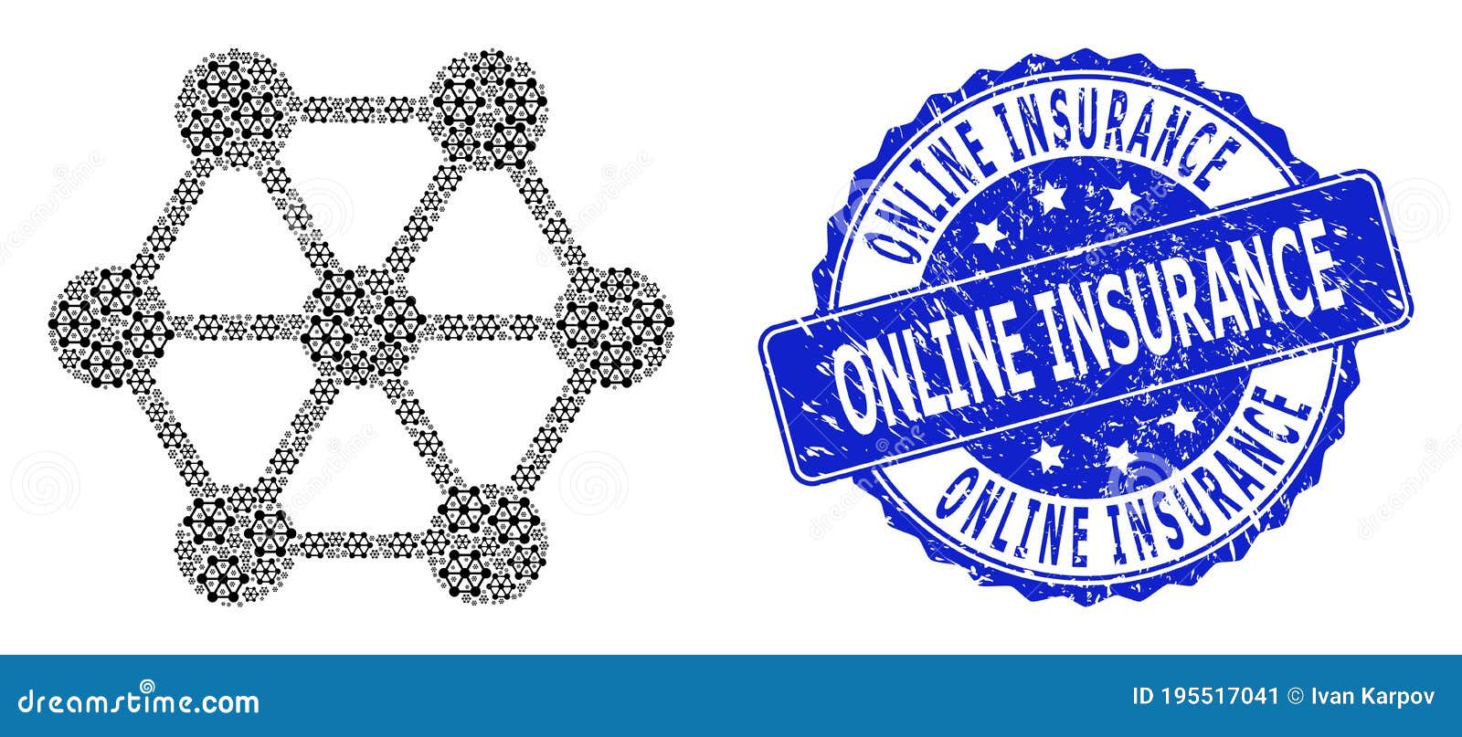 Distress Online Insurance Round Seal And Recursion Node Connections Icon Collage Stock Vector Illustration Of Decentralization Badge 195517041